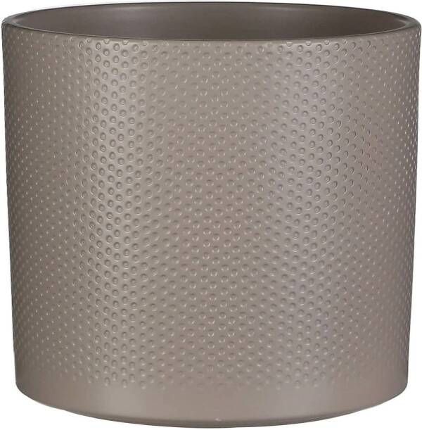 Mica Decorations Bloempot in kleur relief taupe keramiek voor kamerplant H21.5 x D23 cm- plantenpotten binnen Plantenpotten