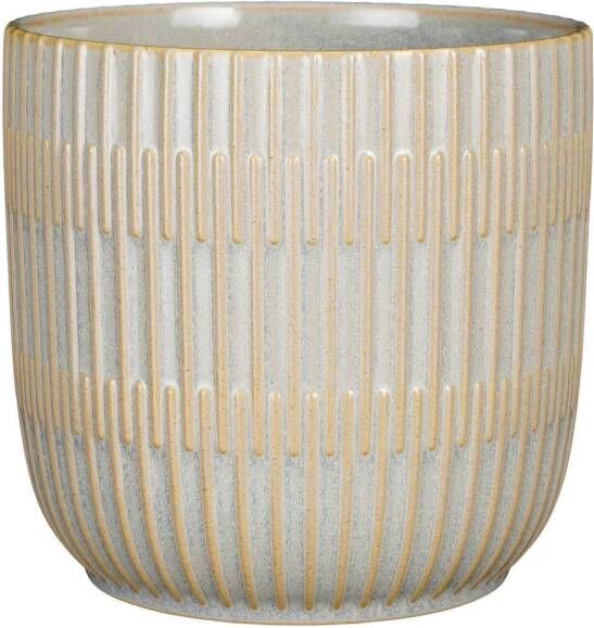 Mica Decorations Plantenpot bloempot keramiek lichtgrijs D19 H18 cm Plantenpotten
