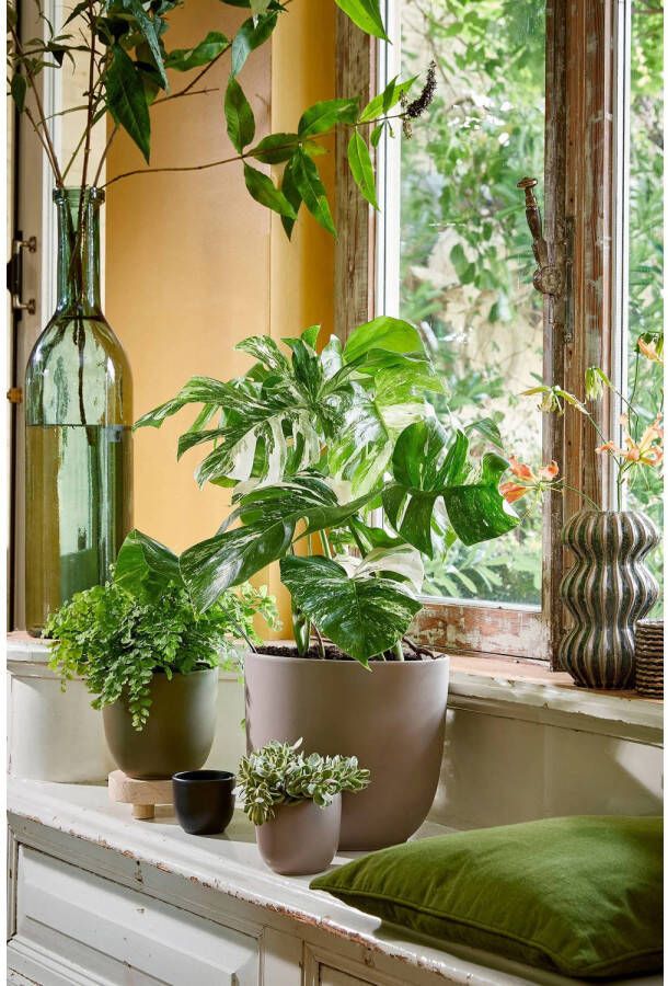 Mica Decorations Plantenpot taupe bruin keramiek D25 x H23 cm bloempot Plantenpotten