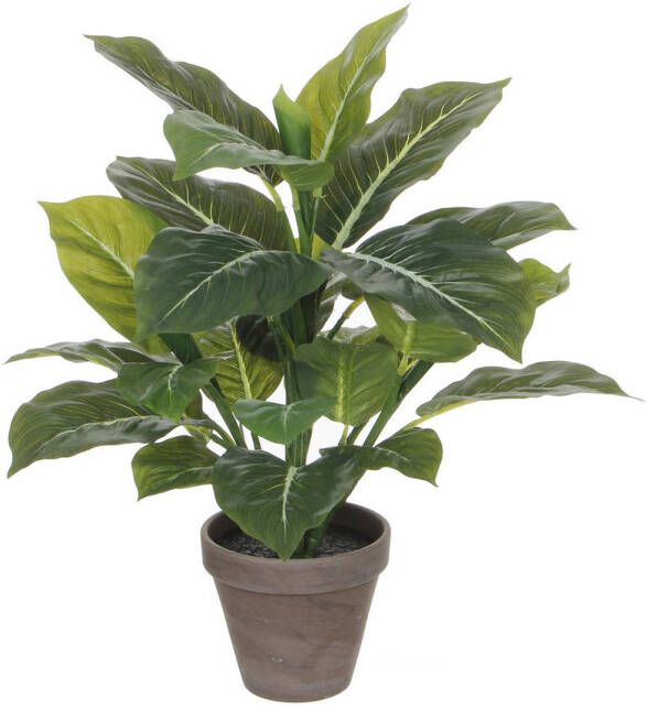 Merkloos Groene Philodendron kunstplant 49 cm in grijze pot Kunstplanten nepplanten Kunstplanten - Foto 1