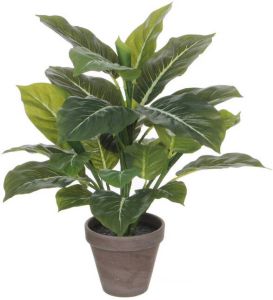 Merkloos Groene Philodendron kunstplant 49 cm in grijze pot Kunstplanten nepplanten Kunstplanten