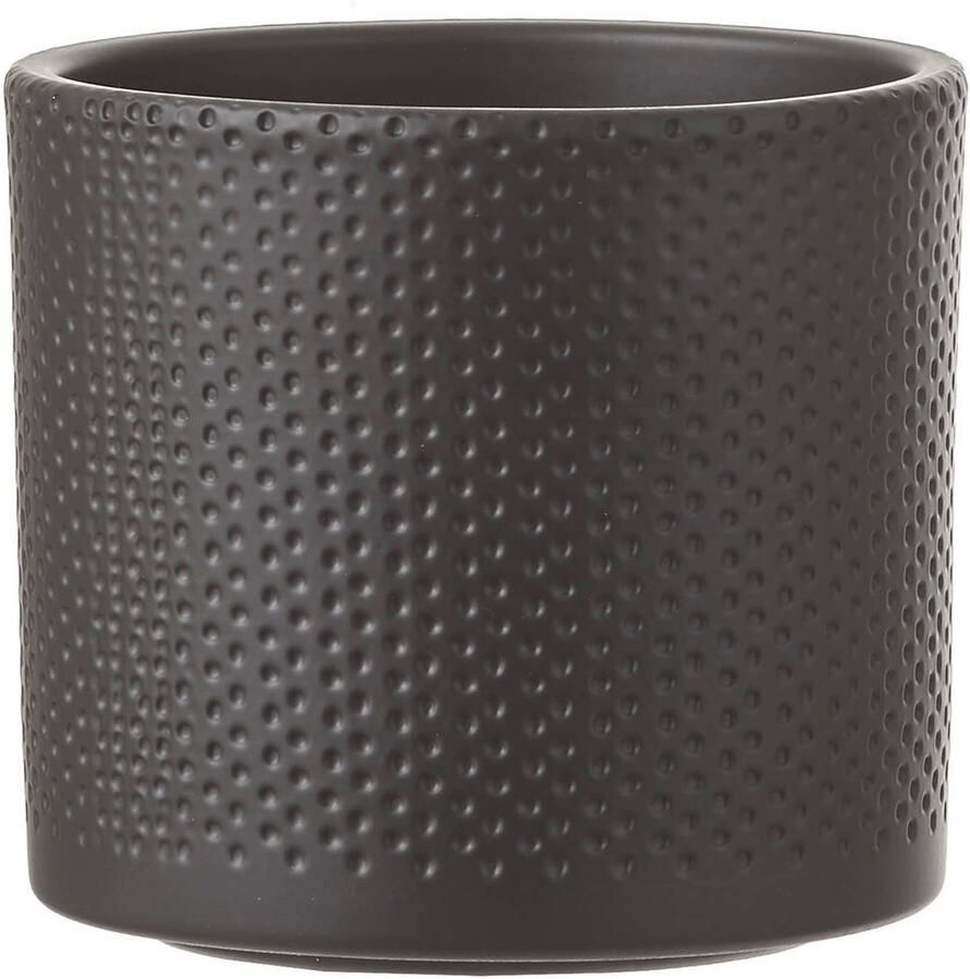 Mica Decorations Bloempot in kleur relief donkergrijs keramiek voor kamerplant H21.5 x D23 cm- plantenpotten binnen Plantenpotten