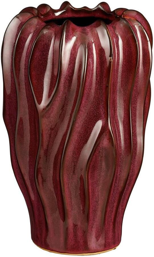 Mica Decorations Thom ronde keramieken bloempot 20x30 cm donkerrood