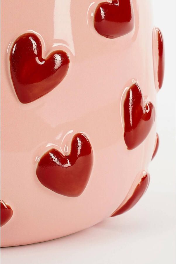 Mica Decorations Hearts Vaas H28 x Ø29 cm Keramiek Roze Rood