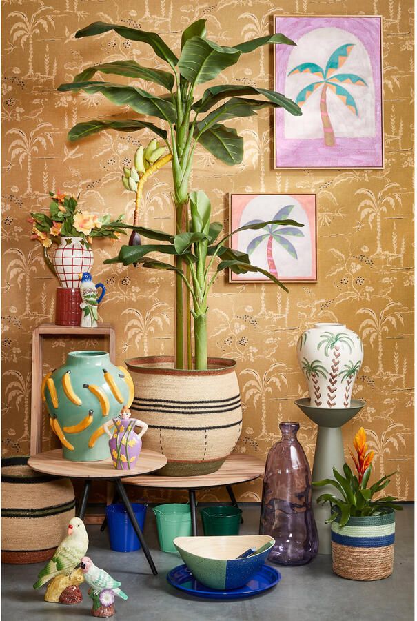 Mica Decorations wanddecoratie palmboom paars (50x70 cm)