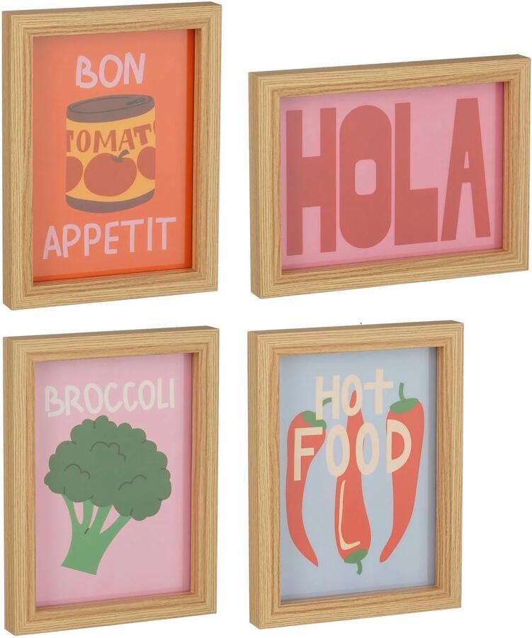 Mica Decorations wanddecoratie (set van 4) (13.5x20.5 cm)