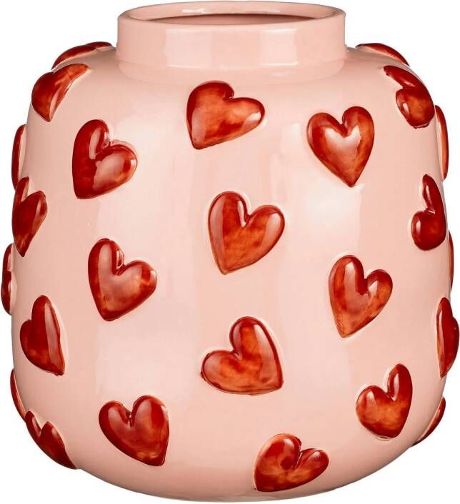 Mica Decorations Hearts Vaas H28 x Ø29 cm Keramiek Roze Rood