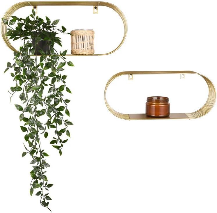 Mirrors and more wandplank Joyce goud (set van 2) (43x18x10cm 38x16x10cm) (10x43x18 cm)