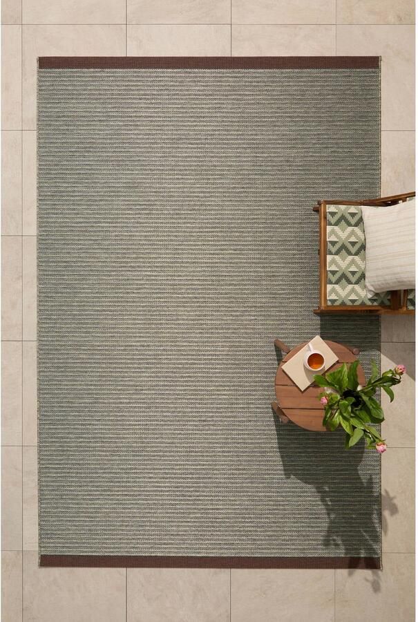 NOUS Living binnen- en buitenvloerkleed groen donkerbruin (290x200 cm)