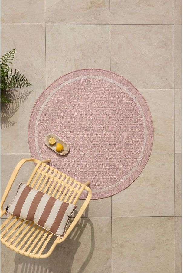 NOUS Living binnen- en buitenvloerkleed rond roze (Ã˜120 cm)