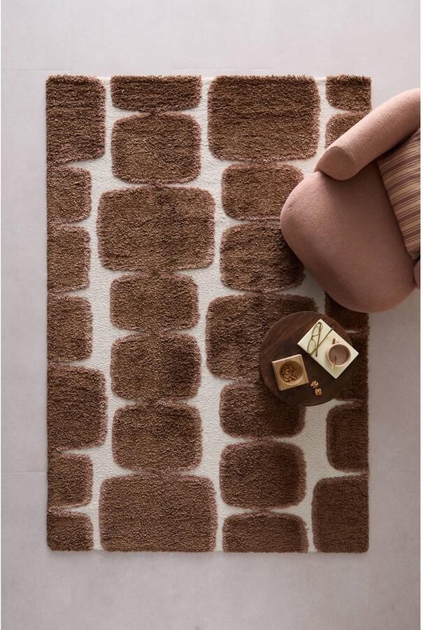 NOUS Living vloerkleed crème donkerbruin (230x160 cm)