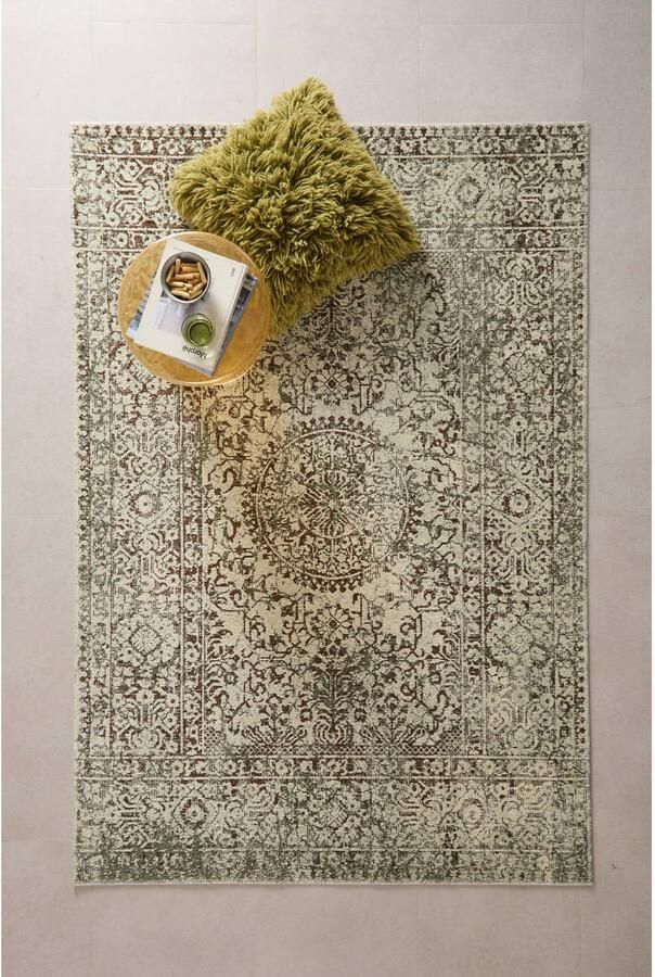 NOUS Living vloerkleed crème groen (230x160 cm)