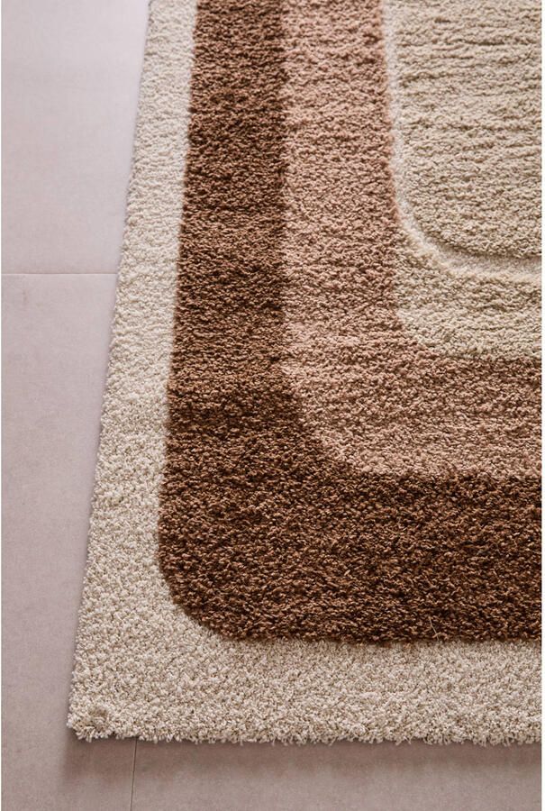 NOUS Living vloerkleed crème oudroze donkerbruin (290x200 cm) - Foto 3
