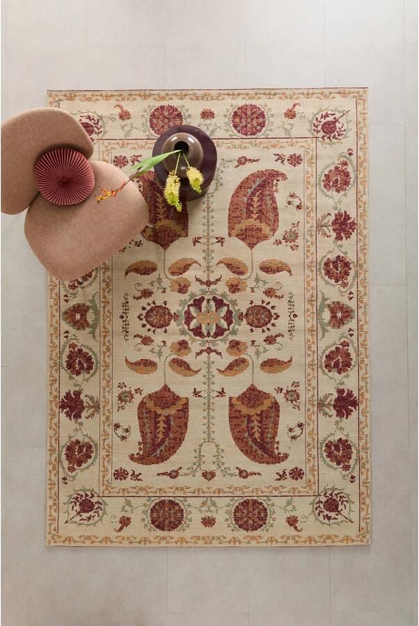 NOUS Living vloerkleed Romina burgundy groen (290x200cm)