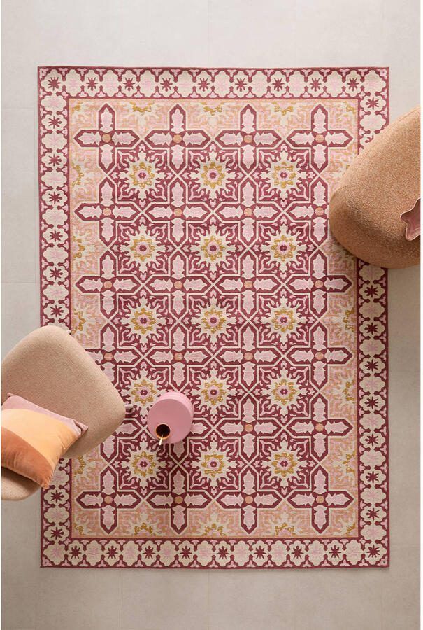 NOUS Living vloerkleed Rosalia roze burgundy (290x200cm)