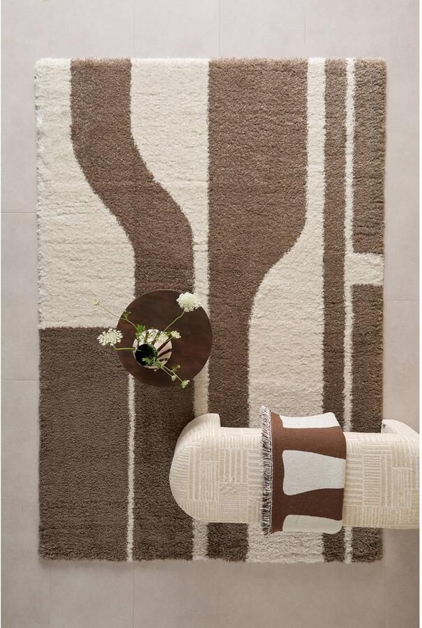 NOUS Living vloerkleed Teyra crème bruin (290x200cm)
