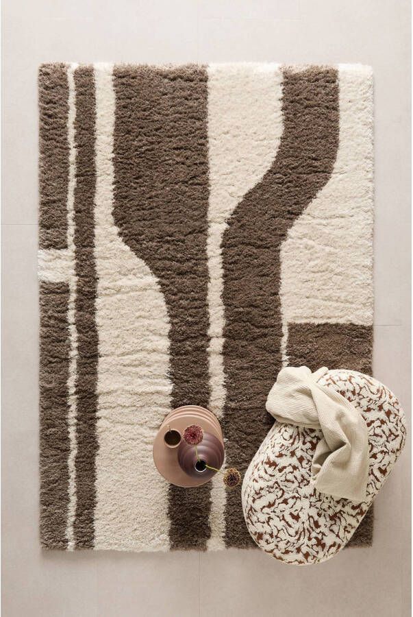 NOUS Living vloerkleed Teyra crème bruin (230x160 cm)