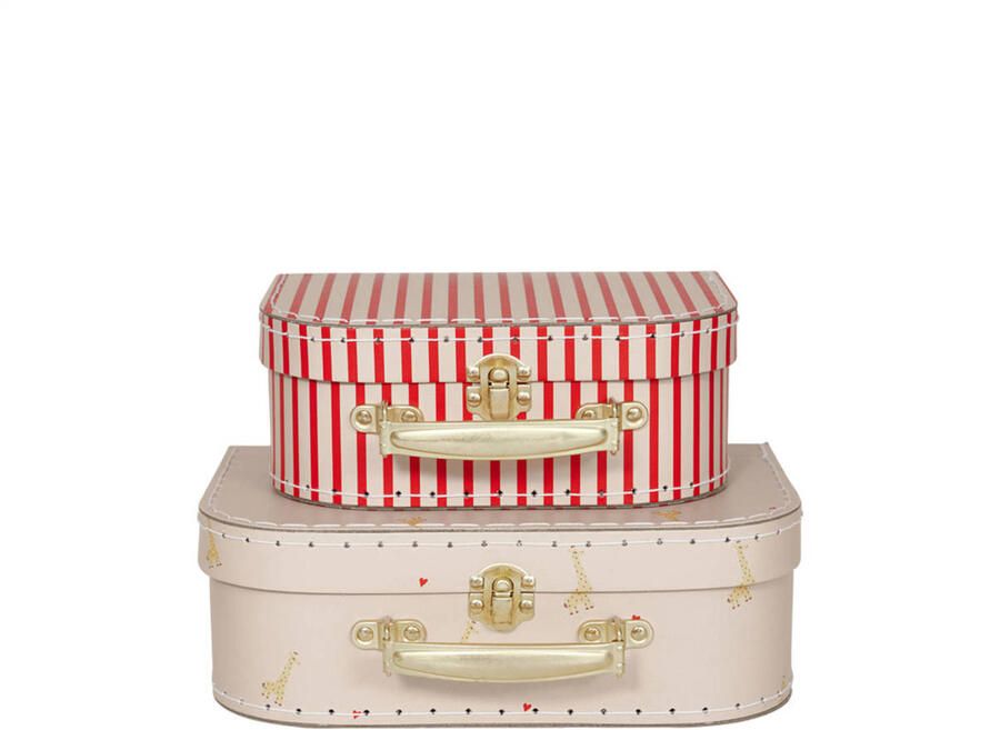 OYOY Mini opberg koffertjes Giraffe & stripe (set van 2) - Foto 3