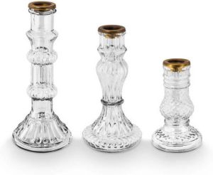 Pip Studio Glazen Kandelaar Set van 3 Transparant