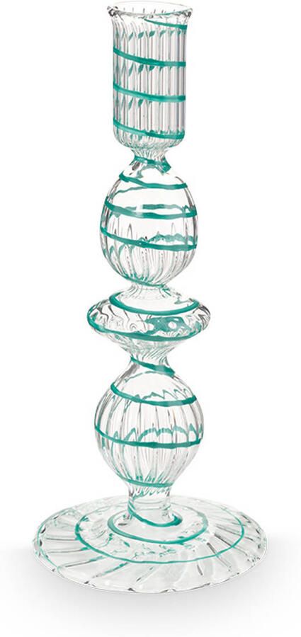 Pip Studio Candlestick Light Blue Glass Swirl 20cm