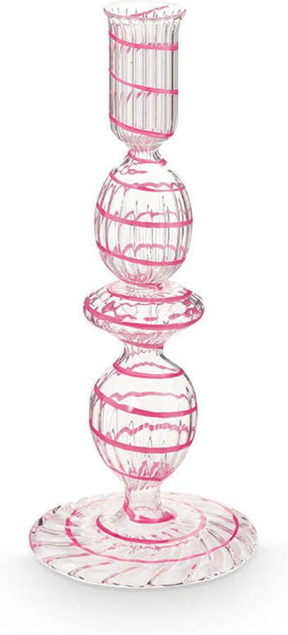 Pip Studio Candlestick Home accessories Pink Glass Swirl 20cm - Foto 2