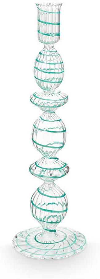 Pip Studio Candlestick Light Blue Glass Swirl 28cm