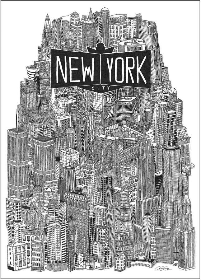 Poster & Frame Poster Benjamin Noir New York (30 x 40 cm)