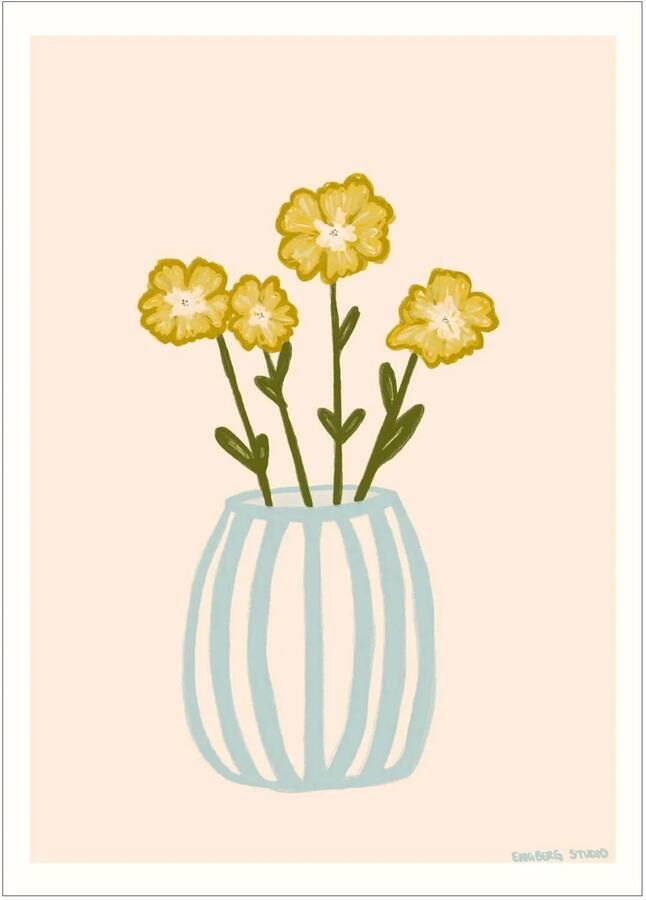 Poster & Frame Poster Engberg Studio Yellow Flowers in a Blue Vase (30 x 40 cm)