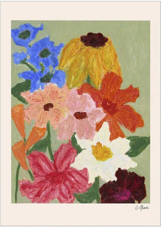Poster & Frame Poster The Poster Club x Carla Llanos Flowers on Sage Green (50 x 70 cm)