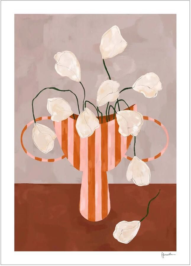 Poster & Frame Poster The Poster Club x Frankie Penwill White Flowers in Striped Vase (30 x 40 cm)