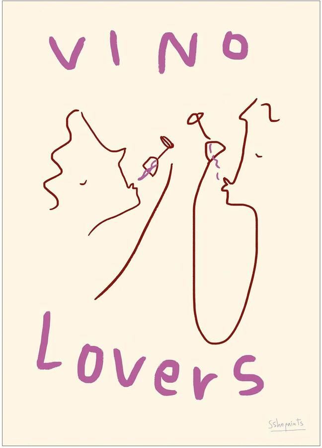 Poster & Frame Poster The Poster Club x Ruby Hughes Vino Lovers (50 x 70 cm)