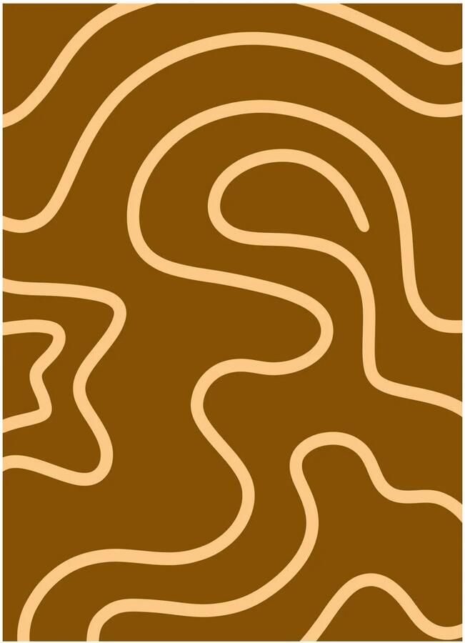 Poster & Frame Poster Yuli Saputra Yellow Line Brown Background 1 (30 x 40 cm)