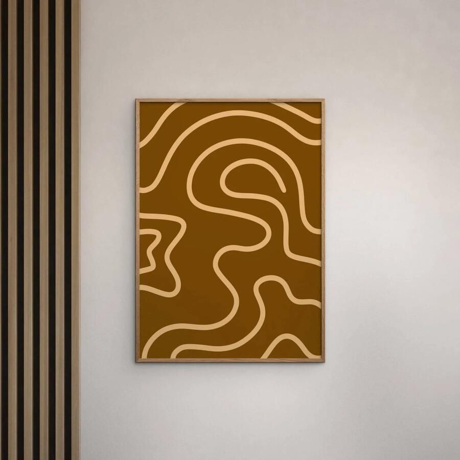 Poster & Frame Poster Yuli Saputra Yellow Line Brown Background 1 (30 x 40 cm) - Foto 2