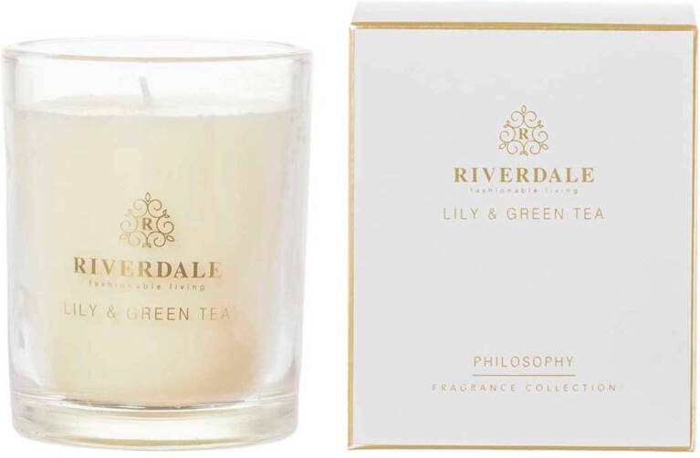Riverdale geurkaars in pot Boutique Lily & Green Tea 10cm grijs