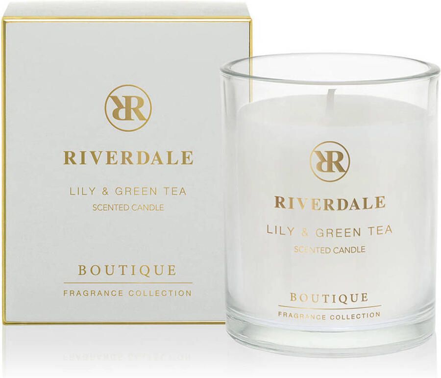 Riverdale geurkaars in pot Boutique Lily & Green Tea 10cm grijs - Foto 2