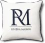 Rivièra Maison Riviera Maison Kussenhoes wit met blauw tekst 50x50 RM Monogram - Thumbnail 1