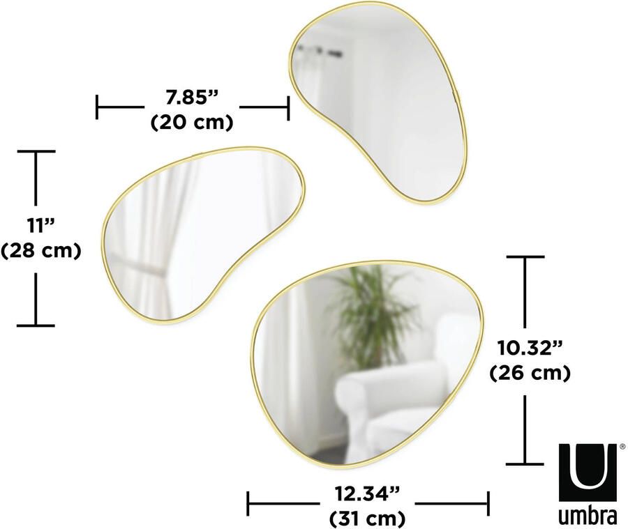 UMBRA spiegel Hubba Pebble (set van 3) (25 5x31 cm) - Foto 2
