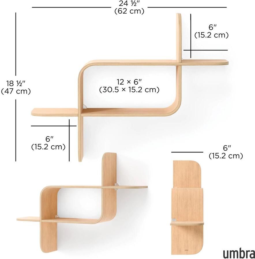 UMBRA wanddecoratie Montage (62x15x47 cm) - Foto 2
