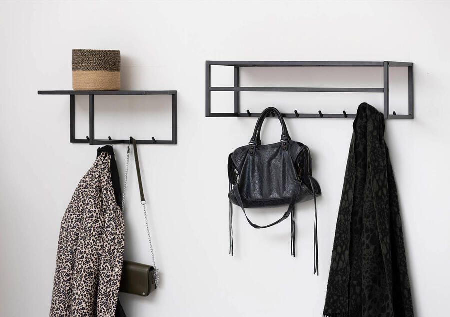 Hioshop Sea kapstok met hoedenplank en 7 haken zwart. - Foto 2