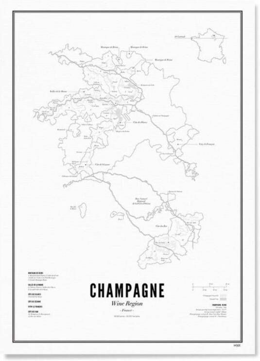 WIJCK. poster Champagne Wijnregio (30x40 cm)