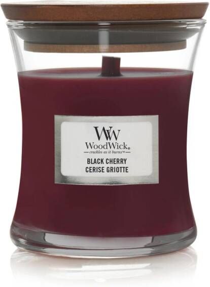 Woodwick Geurkaars Mini Black Cherry 8 cm ø 7 cm