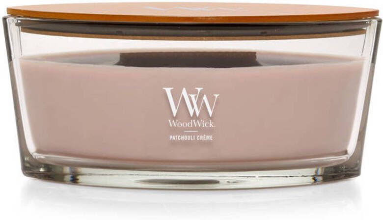 WoodWick geurkaars Patchouli Créme Ellipse