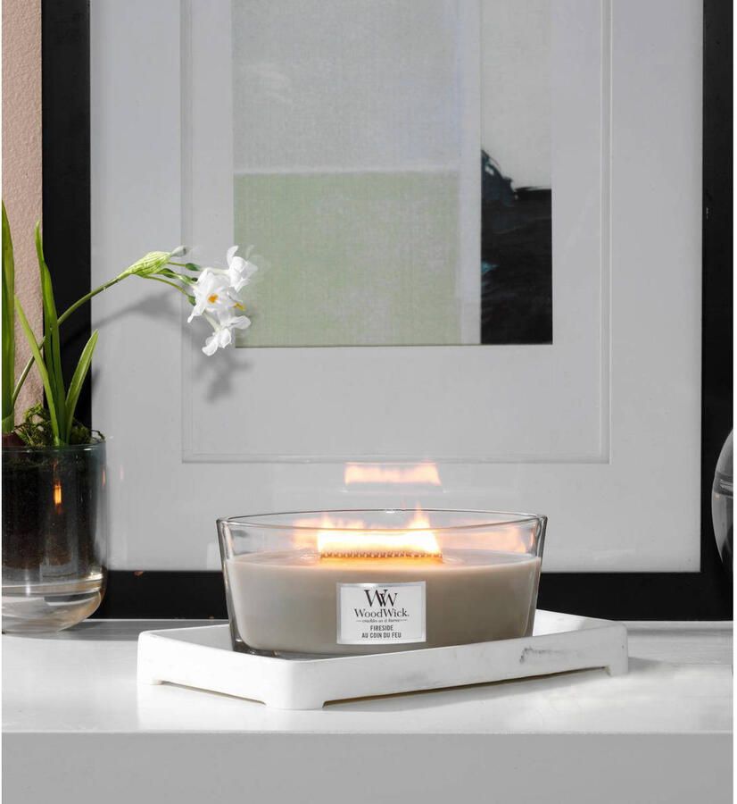 Woodwick Ellipse HearthWick Flame geurkaars Fireside Tot 50 branduren