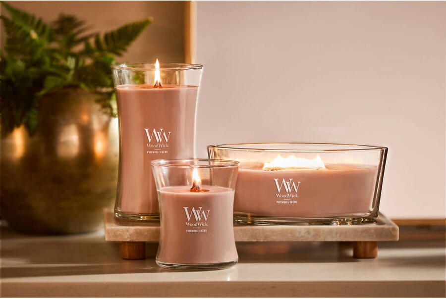 WoodWick geurkaars Patchouli Créme Ellipse - Foto 2