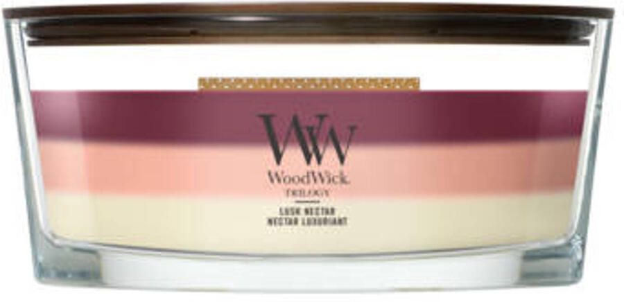 WoodWick geurkaars Trilogy Lush Nectar Ellipse