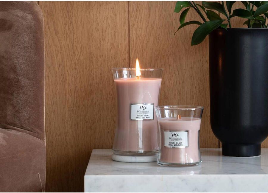 WoodWick Geurkaars Medium Vanilla & Sea Salt 11 cm | ø 10 cm