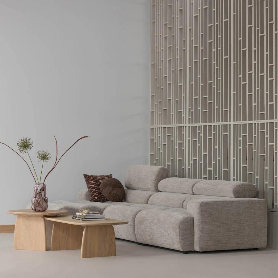 WOOOD AZIZ sierkussen velvet BRUIN NATUREL (set van 3) (45x45x10 cm) - Foto 2