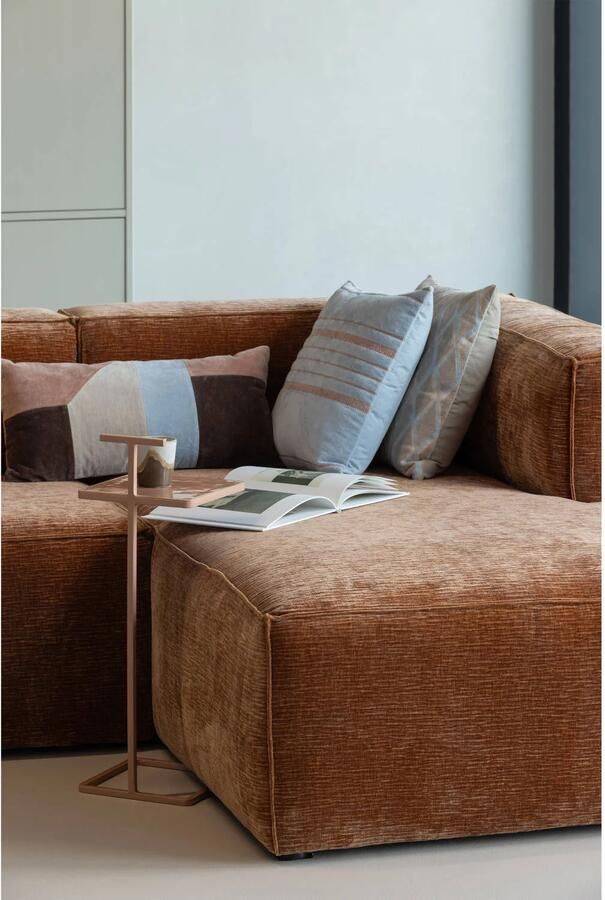 WOOOD LAON sierkussen velvet NATUREL BLAUW (set van 3) (45x45x10 cm) - Foto 3