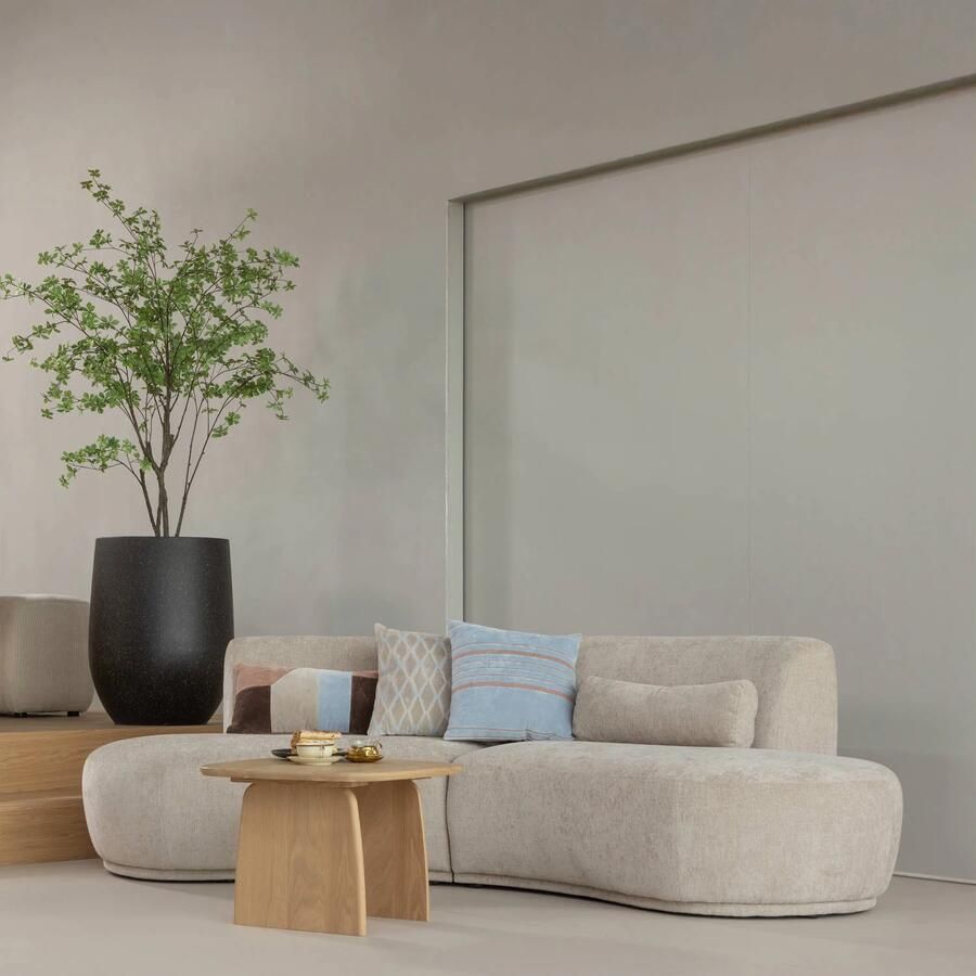 WOOOD LAON sierkussen velvet NATUREL BLAUW (set van 3) (45x45x10 cm) - Foto 2