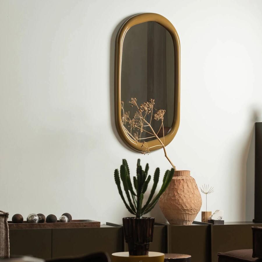 WOOOD Norea spiegel hout hoogglans honinggeel (120x60x5 cm) - Foto 2